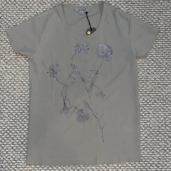 NWT All Saints Nathalia Embroidered Tee Size 2 - Picture 3 of 10